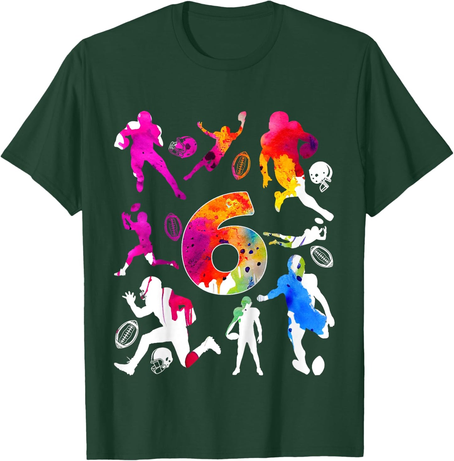 Kids NUMBER 6 YEARS FOOTBALL 6TH BIRTHDAY T-Shirt - T-Shirt | Forest