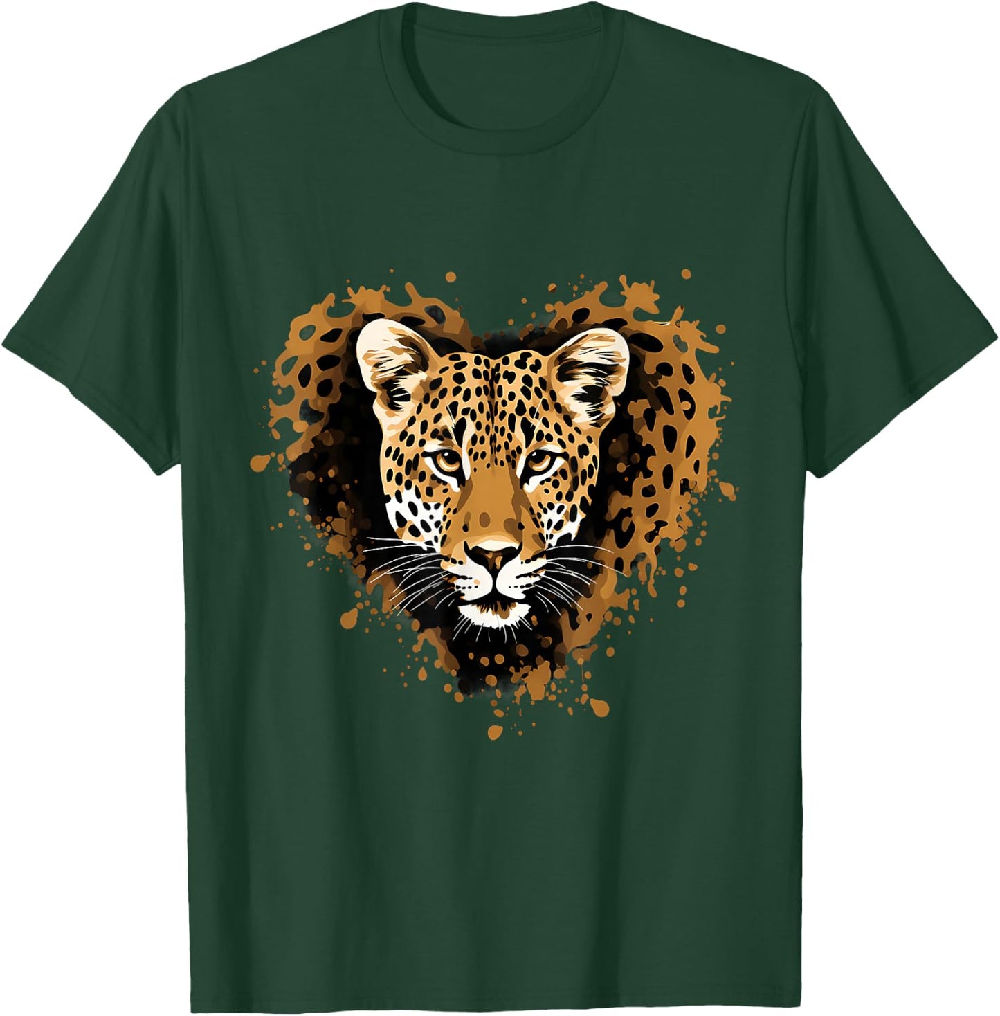 Leopard Heart Animal Art Savanna Nature Artwork Wildlife T-Shirt - T-Shirt | Forest