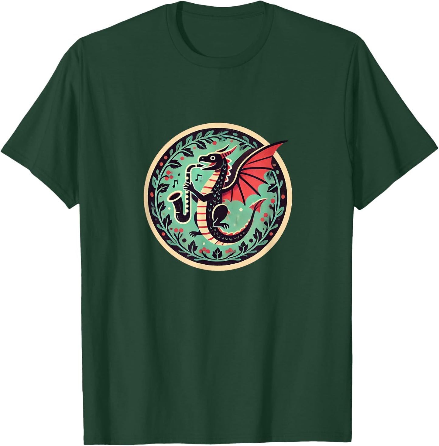 Saxophone Dragon Illustration Saxophonist Dragons T-Shirt - T-Shirt | Forest