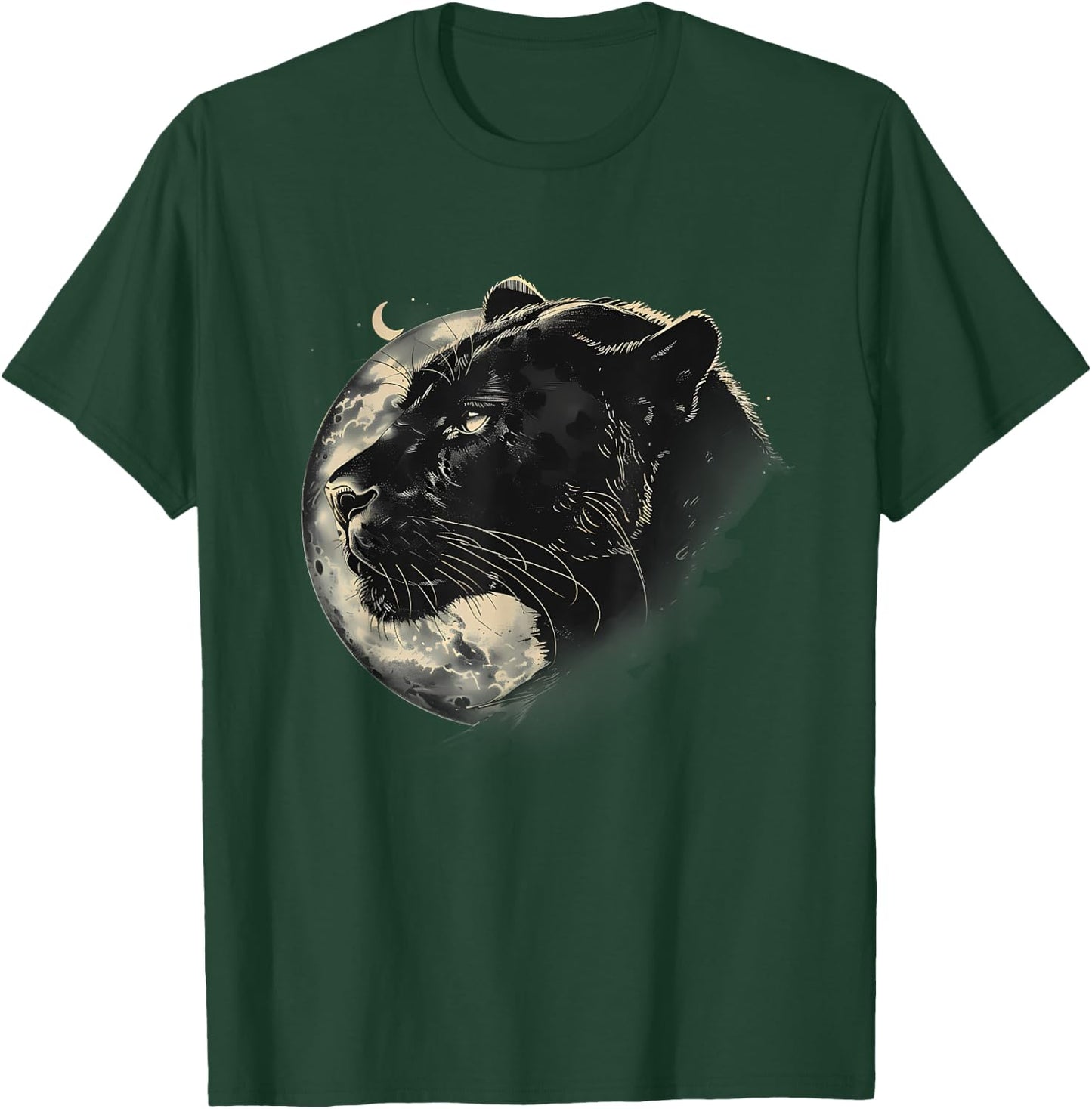 Panther Nature Jungle Motif Wildlife Moon Panther Lover T-Shirt - T-Shirt | Forest