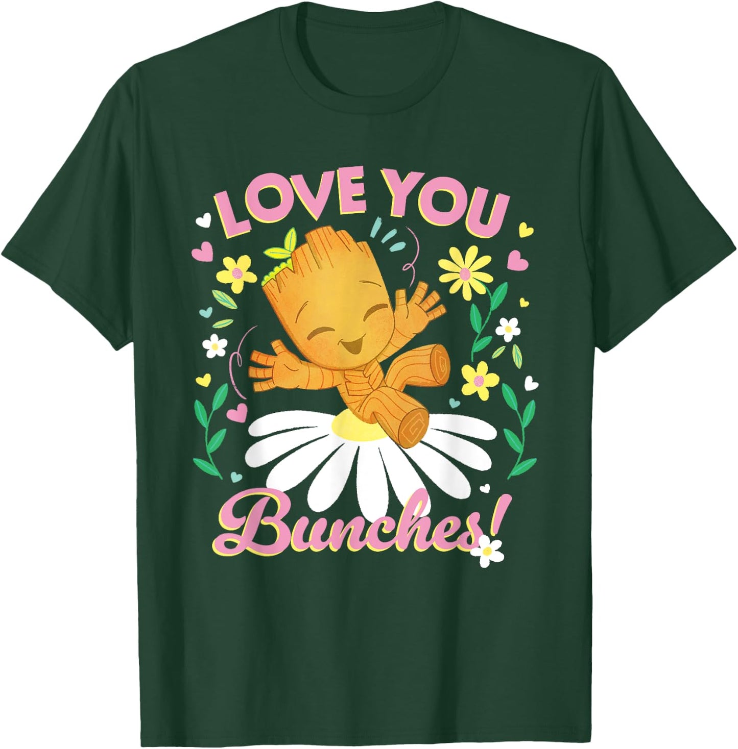 Marvel Valentine's Day Spring Flower Groot Love You Bunches , Black, S T-Shirt - T-Shirt | Forest