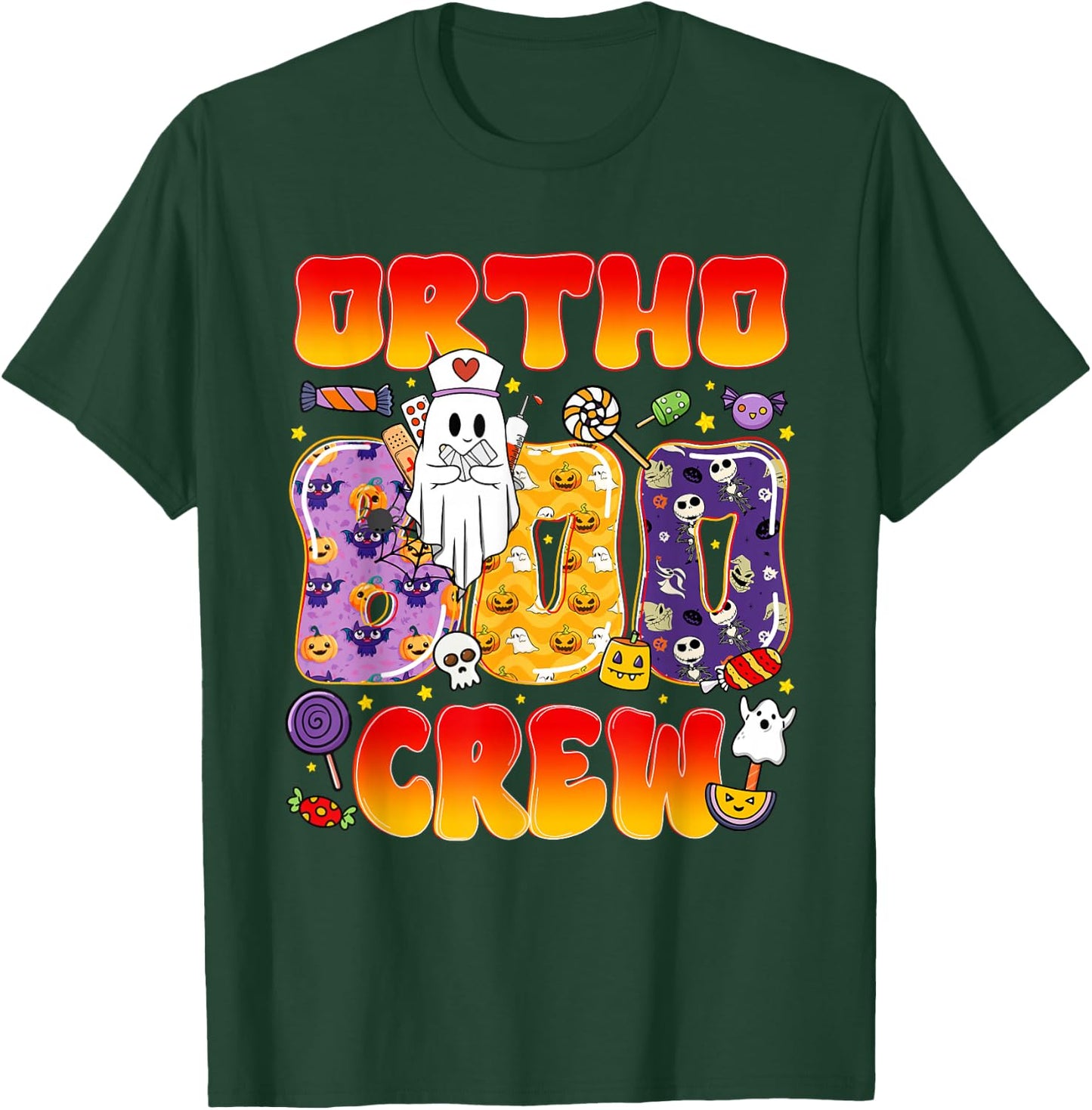 Ortho Boo Crew Ortho Nurse Funny Halloween T-Shirt - T-Shirt | Forest