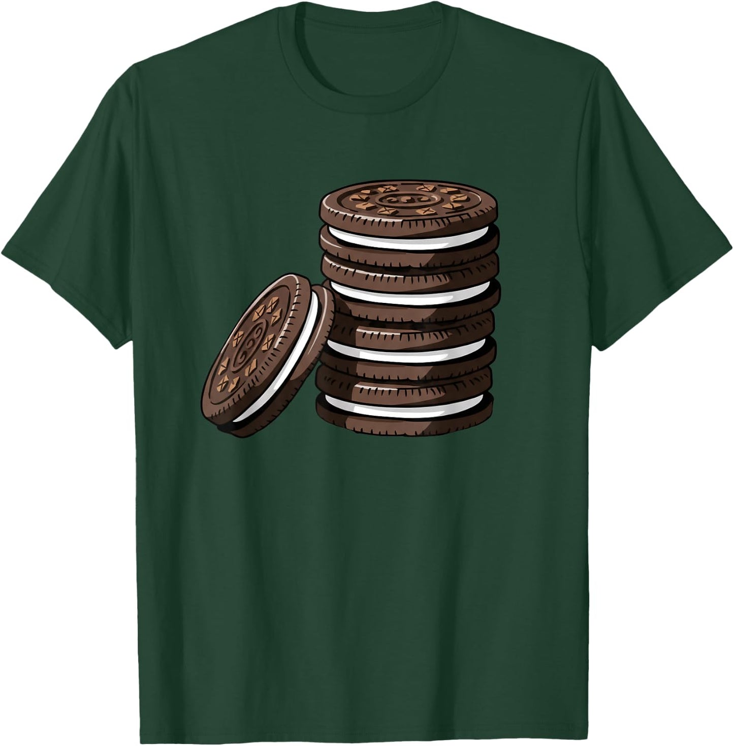 Stack of Chocolate Cream Cookies Illustration Snack Lover T-Shirt - T-Shirt | Forest