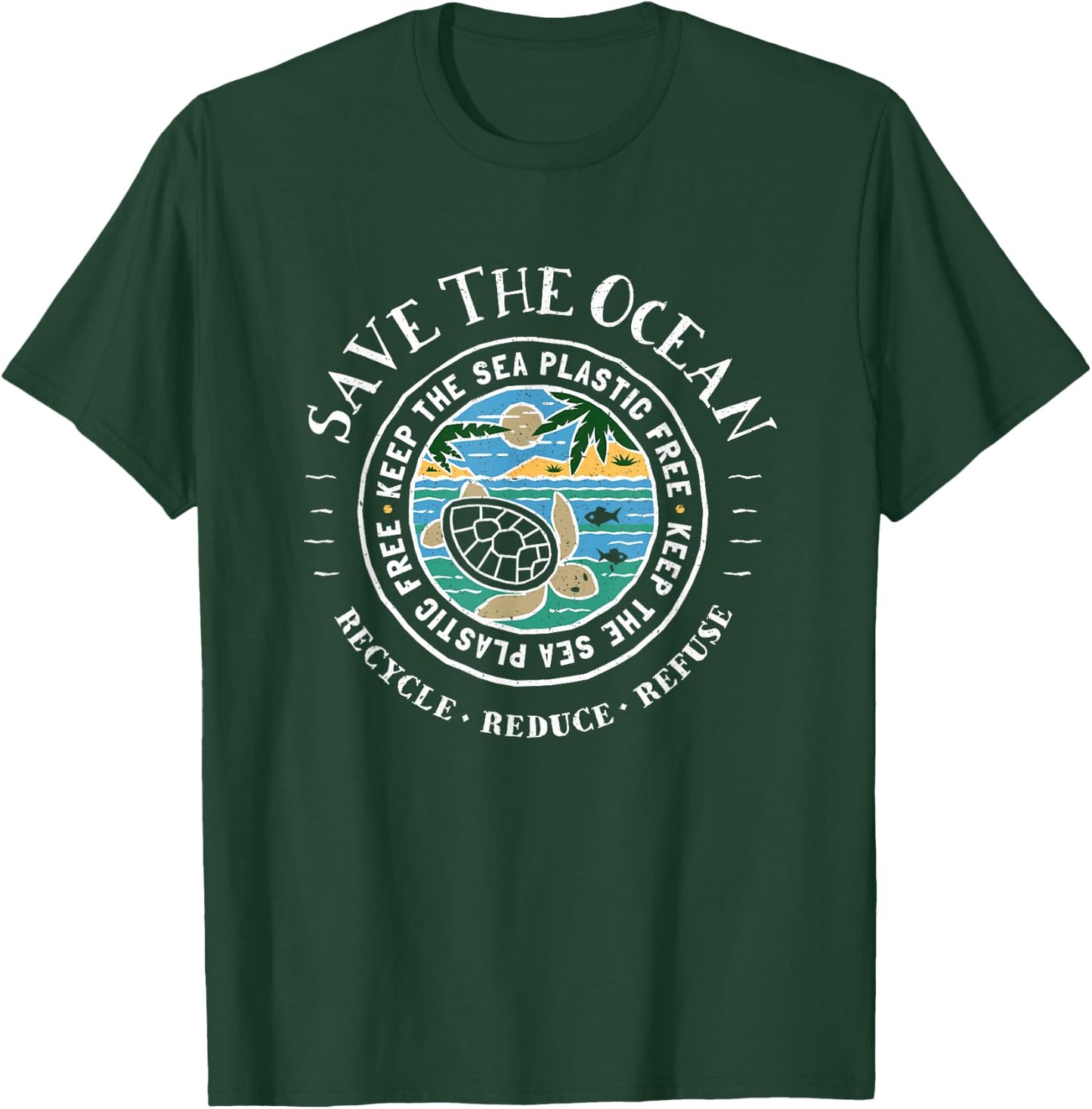 Save The Ocean Keep The Sea Plastic Free Turtle T-Shirt - T-Shirt | Forest