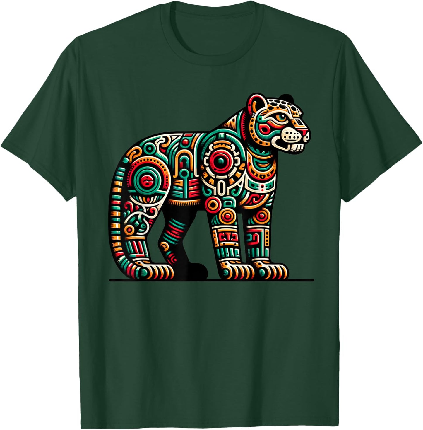 Jaguar Warrior, History of Mexican Aztecs and Tezcatlipoca T-Shirt - T-Shirt | Forest