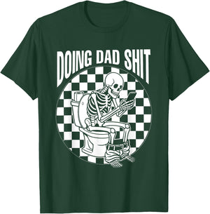 Retro Checkered Doing Dad Shit Skeleton Humor Fathers Day T-Shirt - T-Shirt | Forest