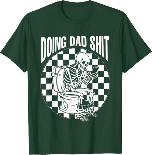Retro Checkered Doing Dad Shit Skeleton Humor Fathers Day