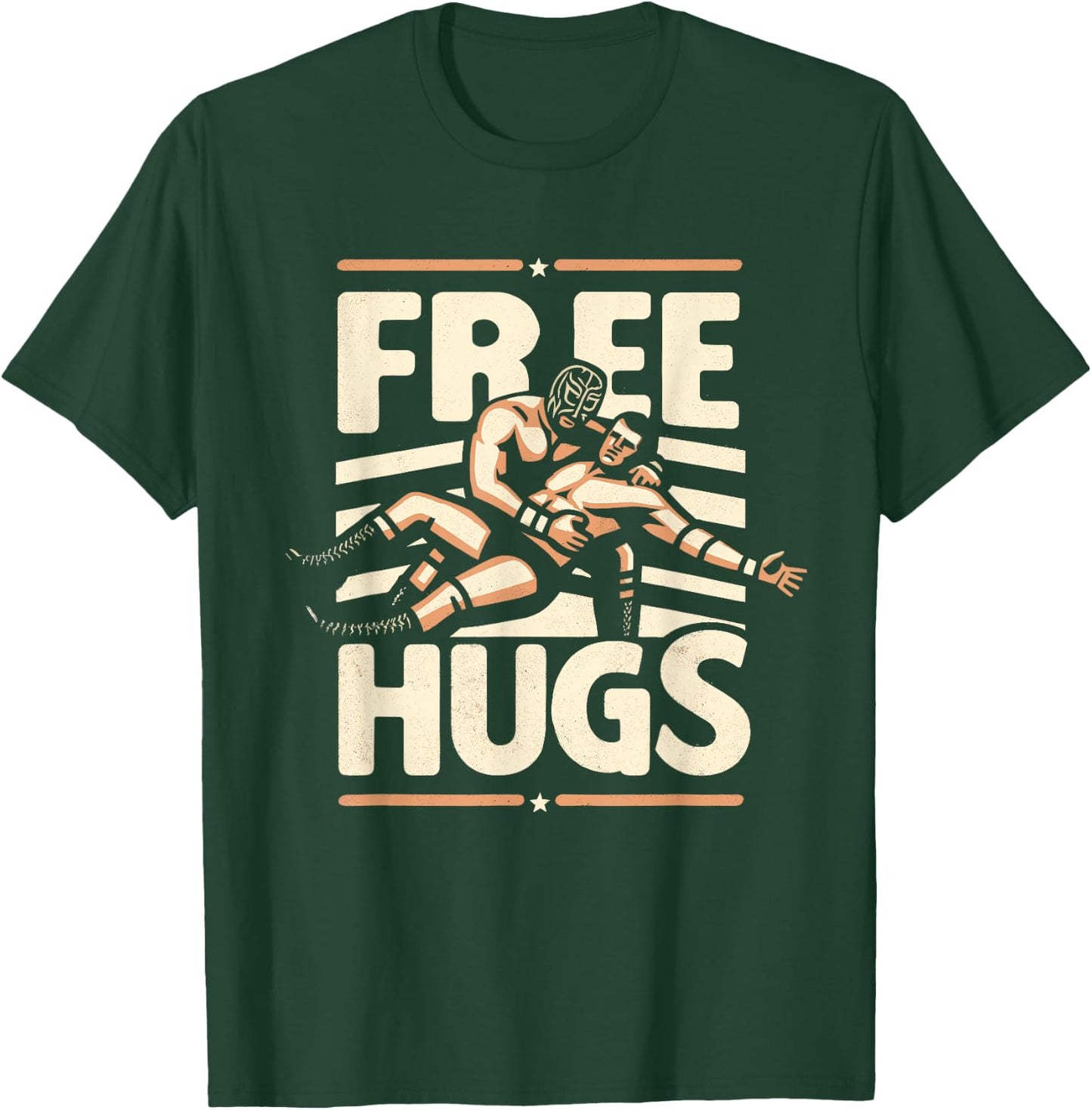 Lucha Libre Wrestling Funny Free Hugs Quote Masked Wrestlers , black T-Shirt - T-Shirt | Forest