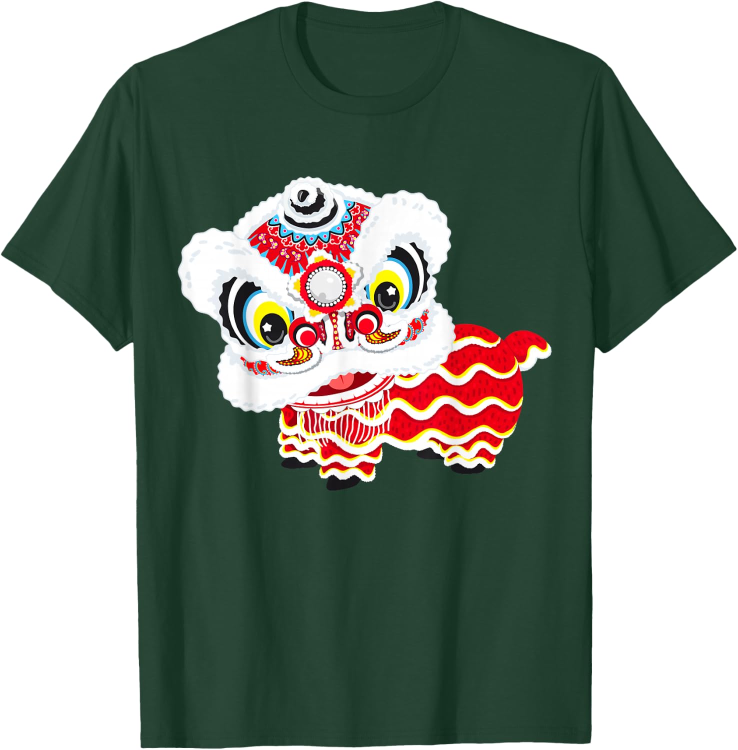 Chinese Cute Traditional Dancing Lion Art Happy New Year T-Shirt - T-Shirt | Forest