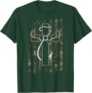 Hunting Fishing Faith - Christian Hunter Fisherman Camo USA T-Shirt - T-Shirt | Forest