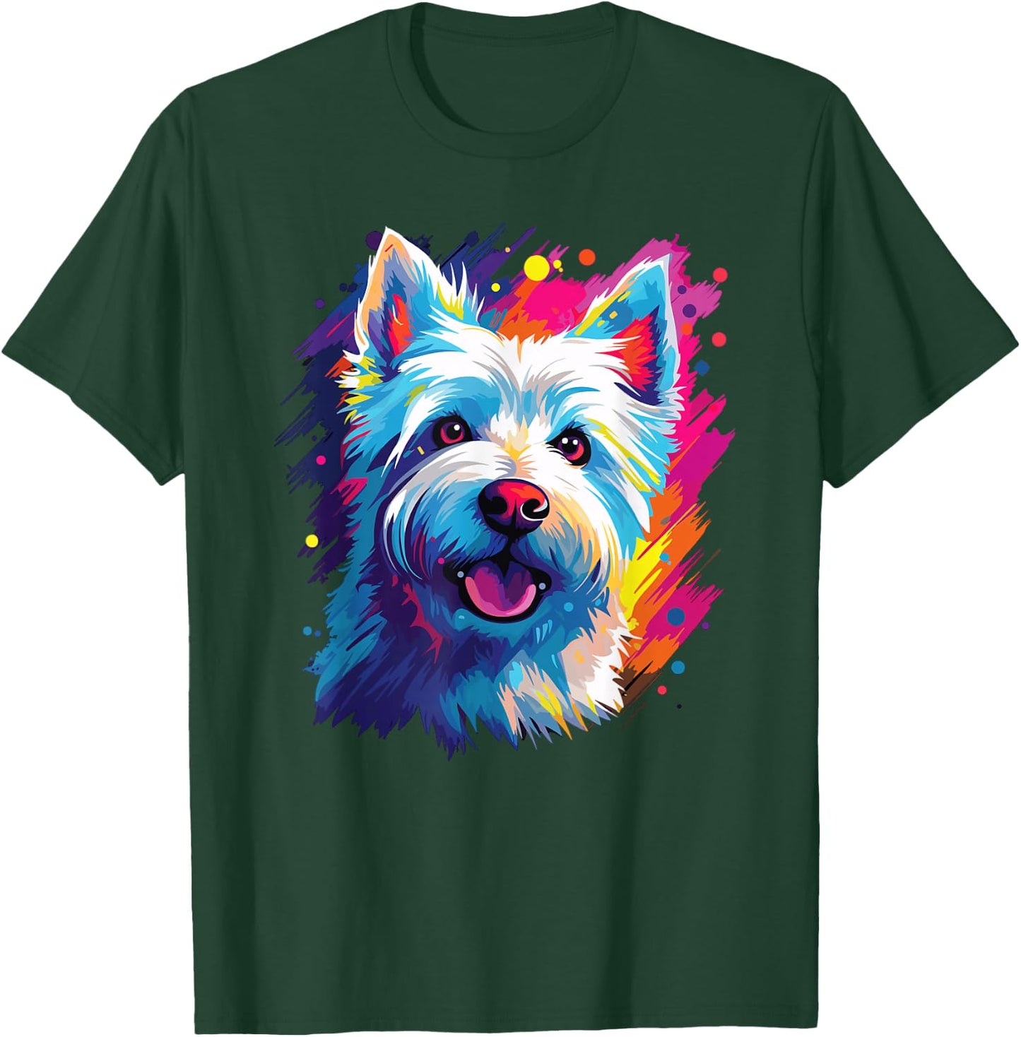 Watercolor Colorful West Highland White Terrier Dog T-Shirt - T-Shirt | Forest