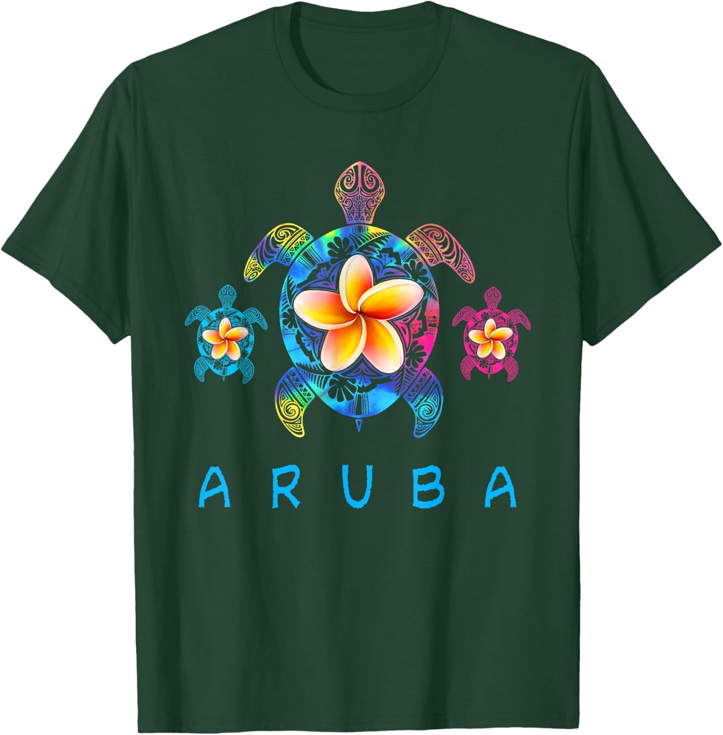 Aruba Caribbean Tribal Tie Dye Sea Turtle T-Shirt - T-Shirt | Forest