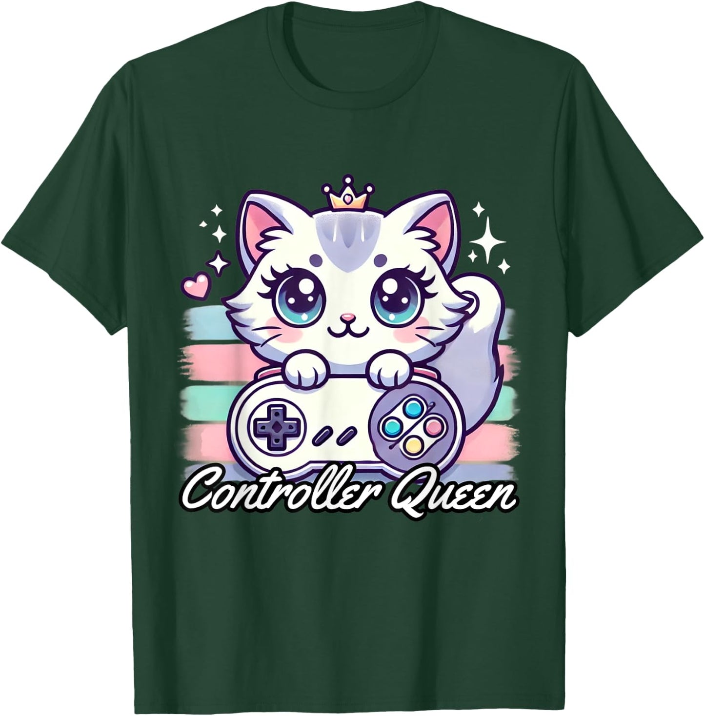 Gamer Girl Cat Gaming Cute Video Game Women Girls T-Shirt - T-Shirt | Forest