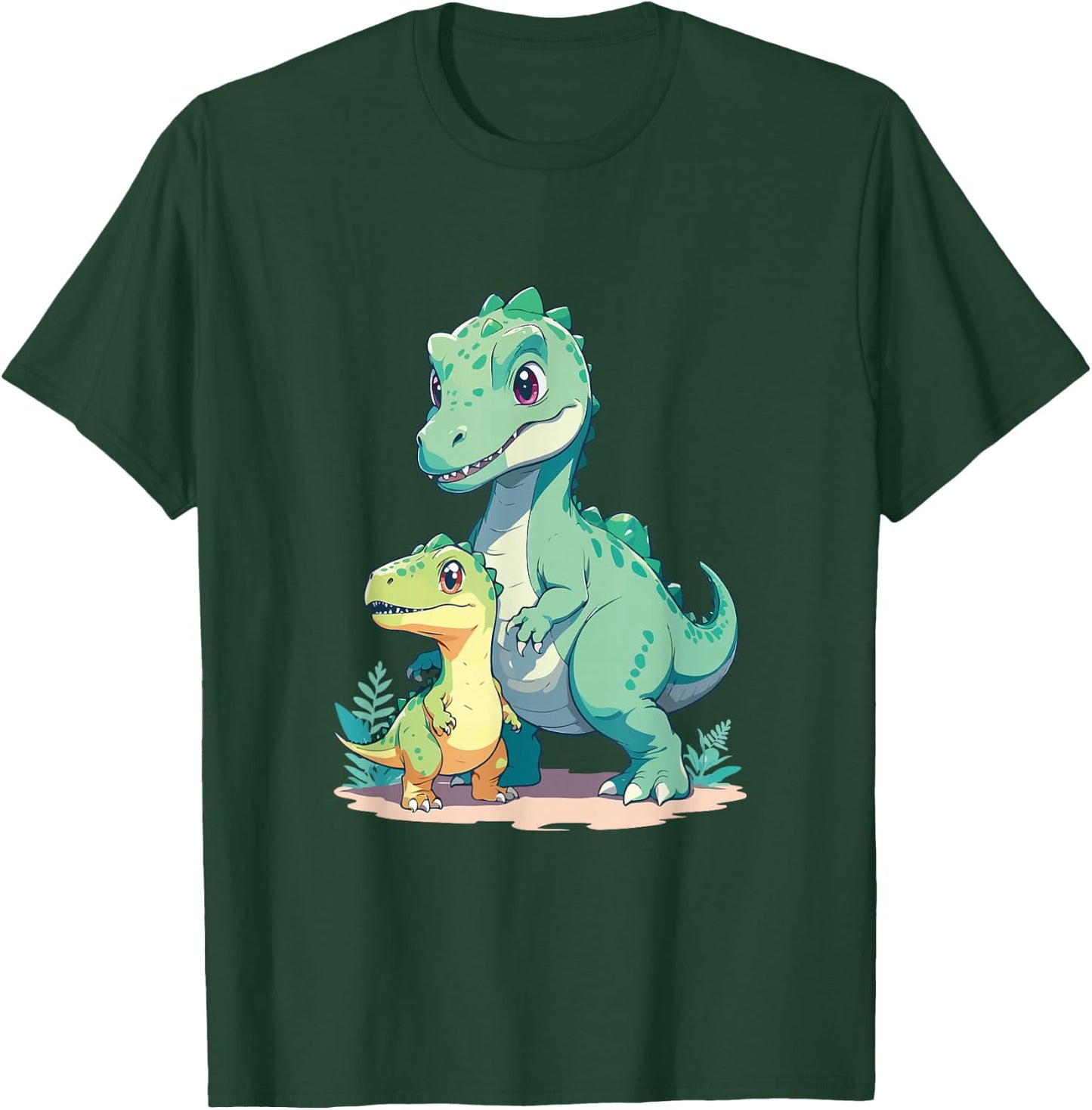 Cute Baby and Adult Dinosaur Graphic for Dino Lovers T-Shirt - T-Shirt | Forest