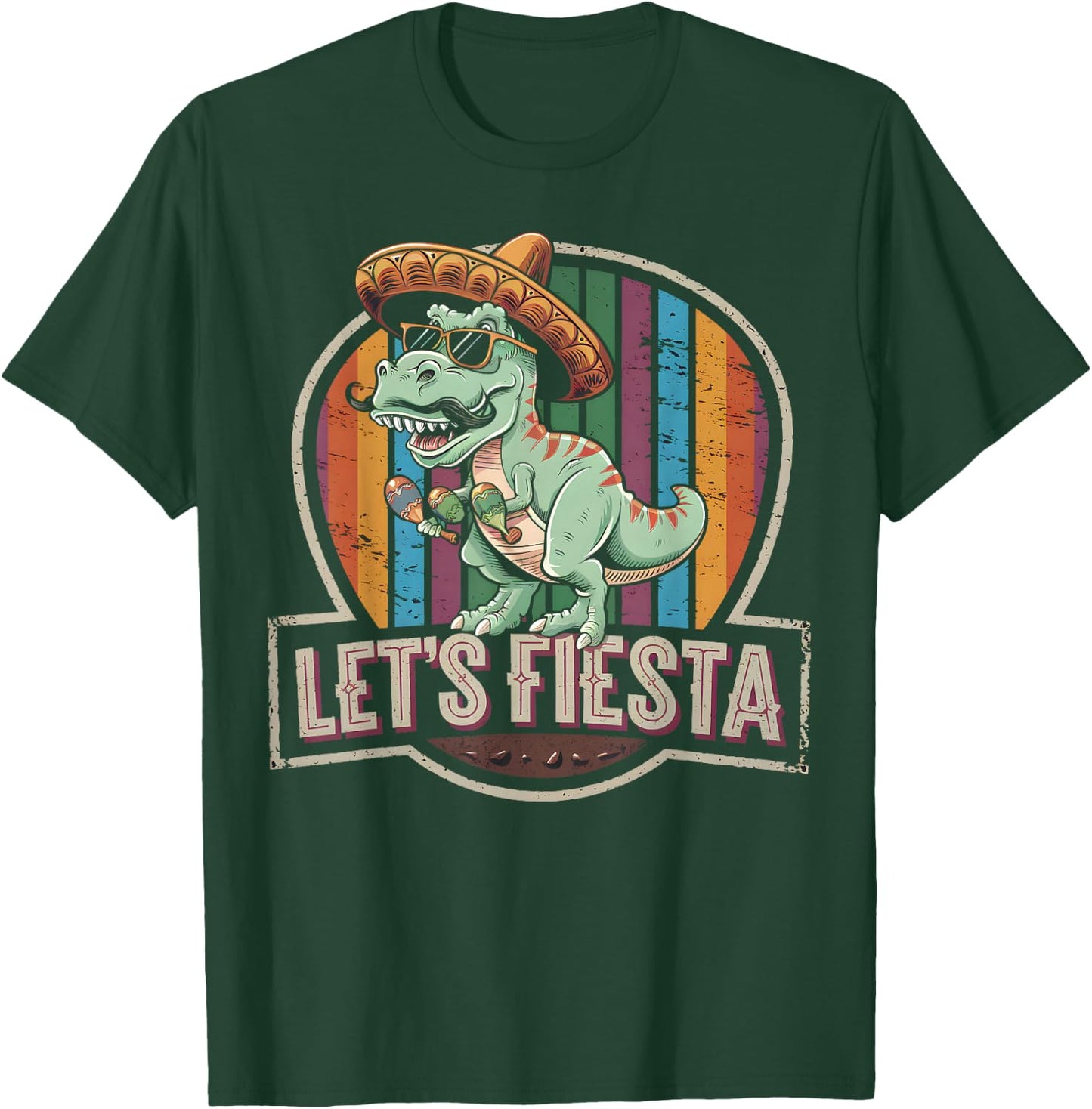 Let's Fiesta Mexican Dino Trex Cinco De Mayo Toddler Boys T-Shirt - T-Shirt | Forest