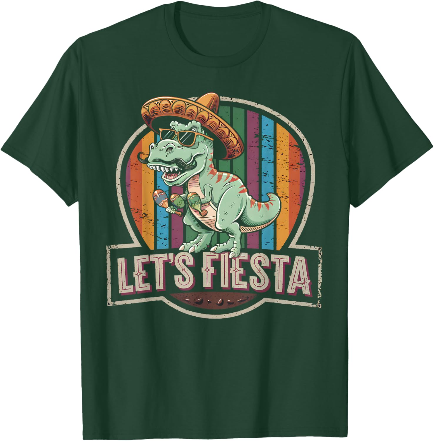 Let's Fiesta Mexican Dino Trex Cinco De Mayo Toddler Boys T-Shirt - T-Shirt | Forest