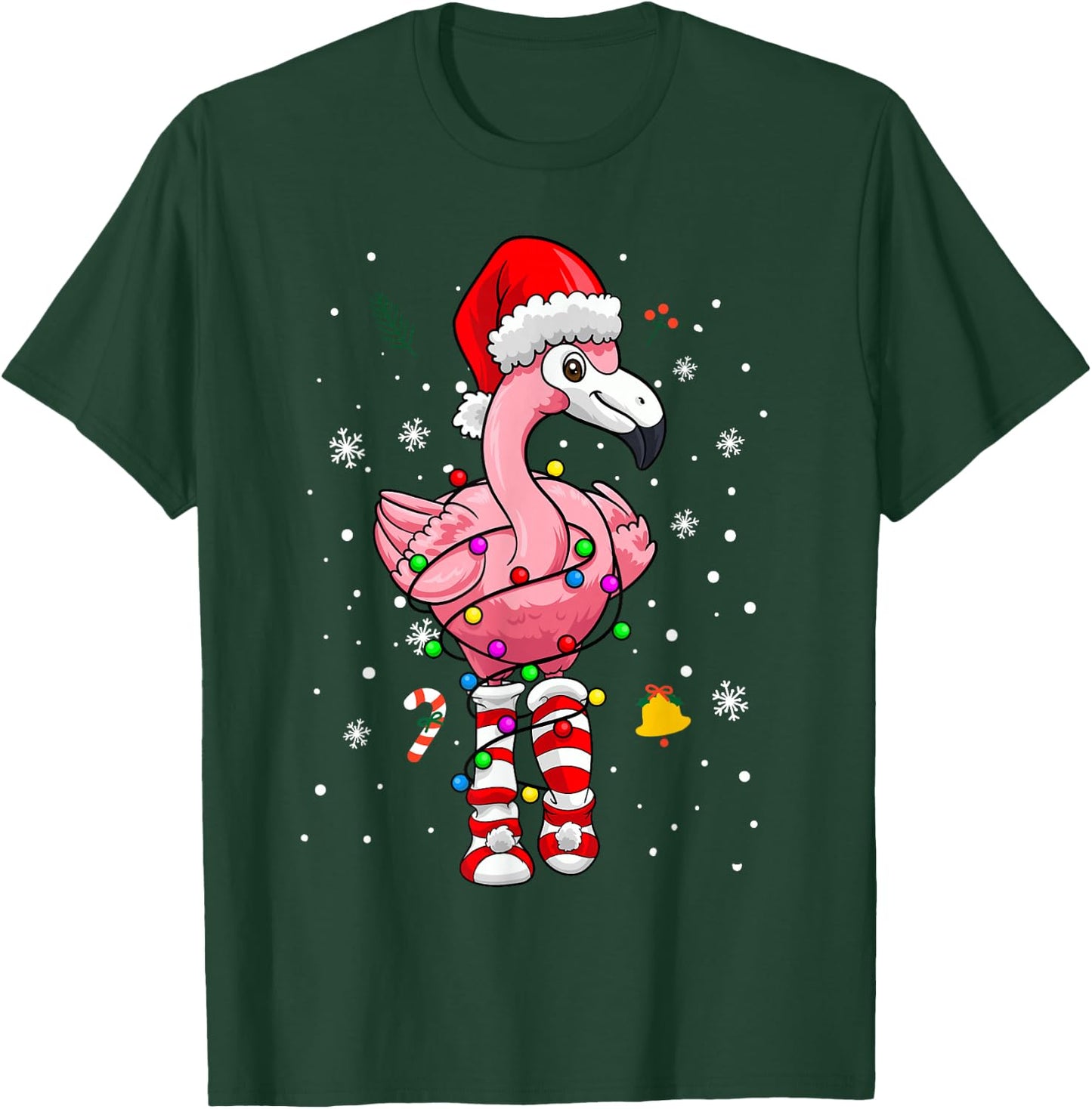 Pink Flamingo Christmas Tree Tropical X-Mas Family Pajamas T-Shirt - T-Shirt | Forest