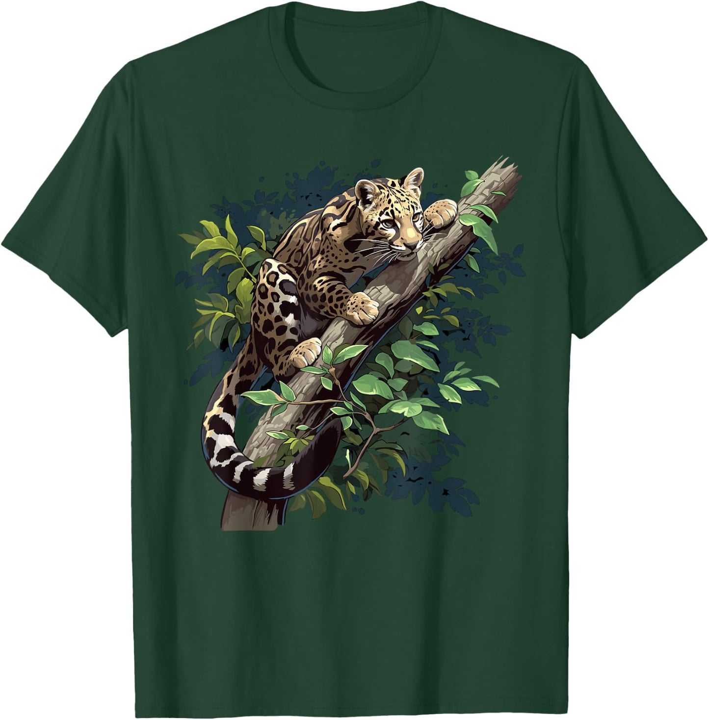 Clouded Leopard Fog Leather , black T-Shirt - T-Shirt | Forest