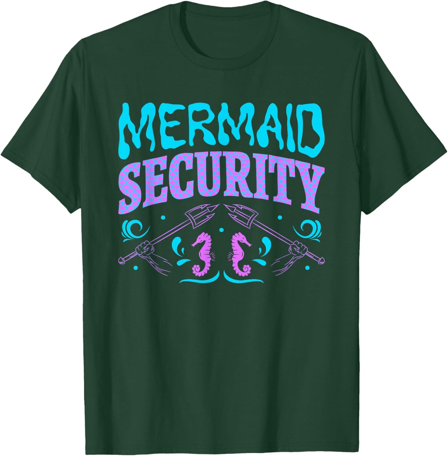 Mermaid Man Costume Birthday Party Outfit Mermaid Security T-Shirt - T-Shirt | Forest
