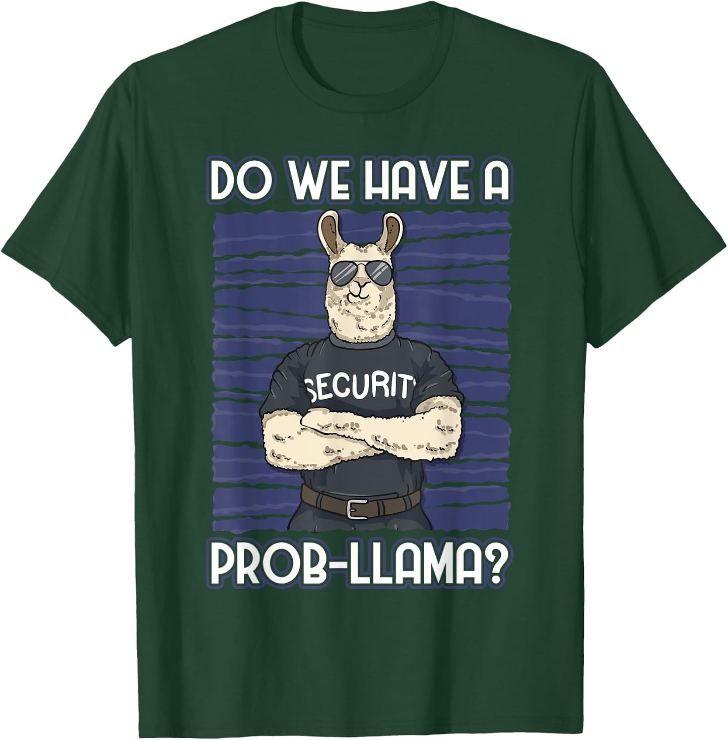 Funny Bouncer -Adults Security Guard Alpaca , Black, Small, Short Sleeve T-Shirt - T-Shirt | Forest
