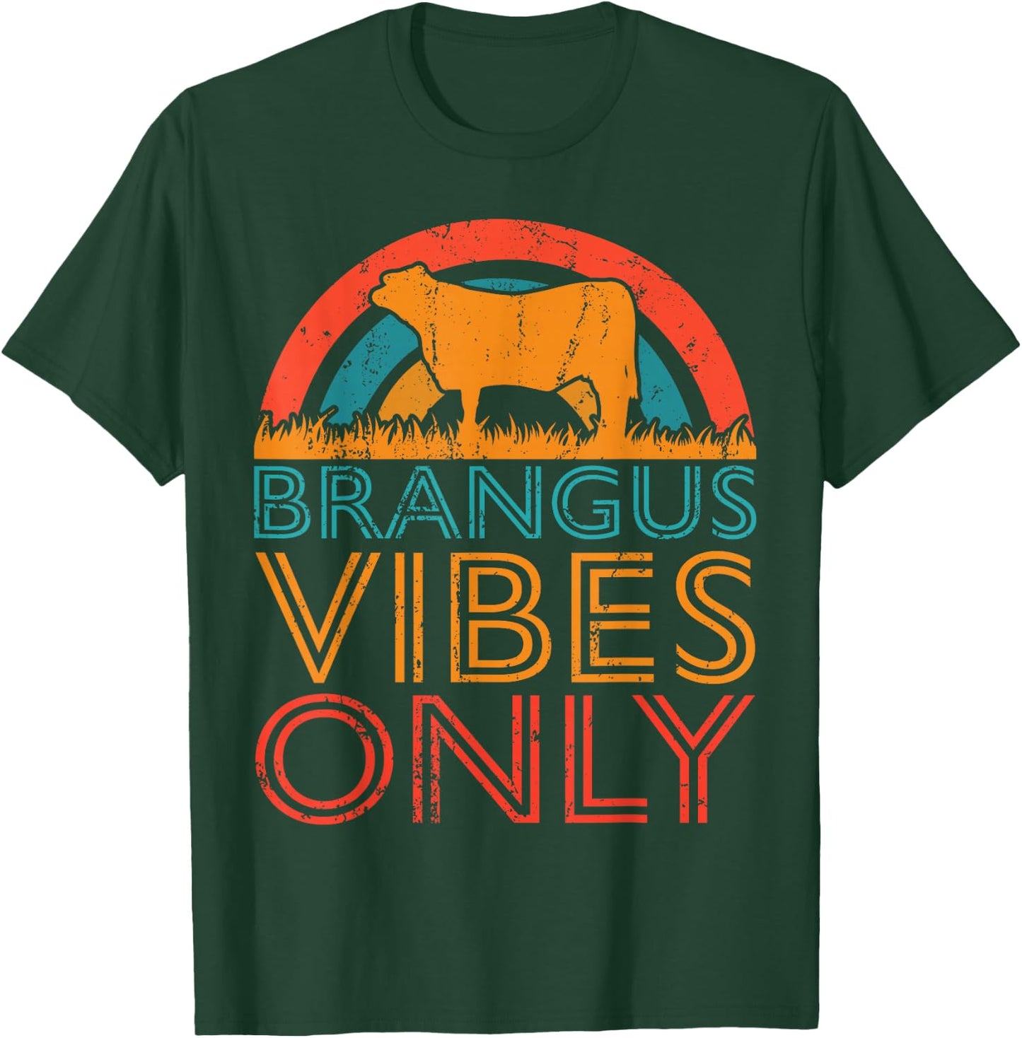 Cow Vibes Only - Cow Breeder Brangus Cattle Farmer T-Shirt - T-Shirt | Forest