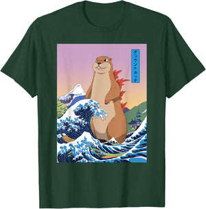 Groundhogzilla Funny Japanese Great Wave Anime Groundhog T-Shirt - T-Shirt | Forest