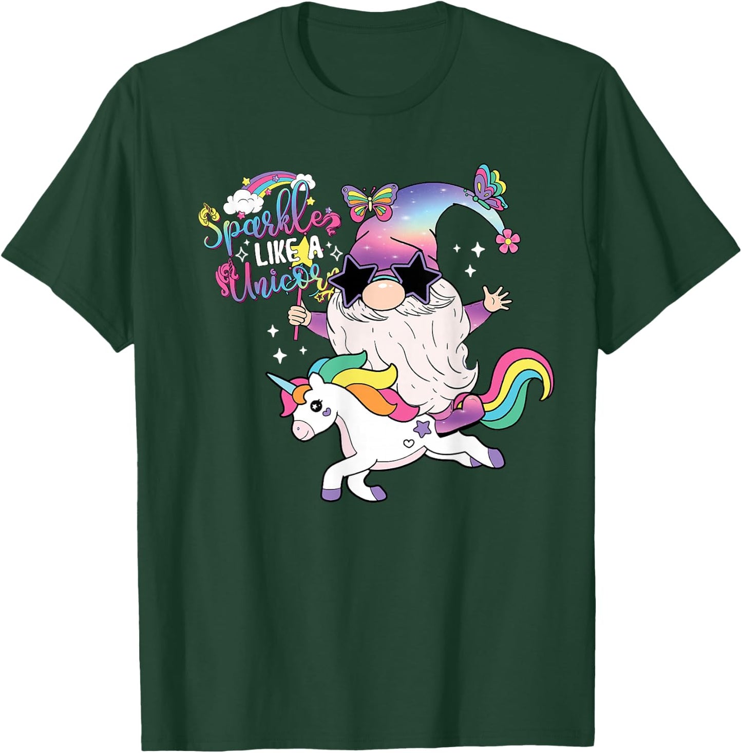 Unicorn Gnome Rainbow Mystical Fairy Fantasy Party T-Shirt - T-Shirt | Forest