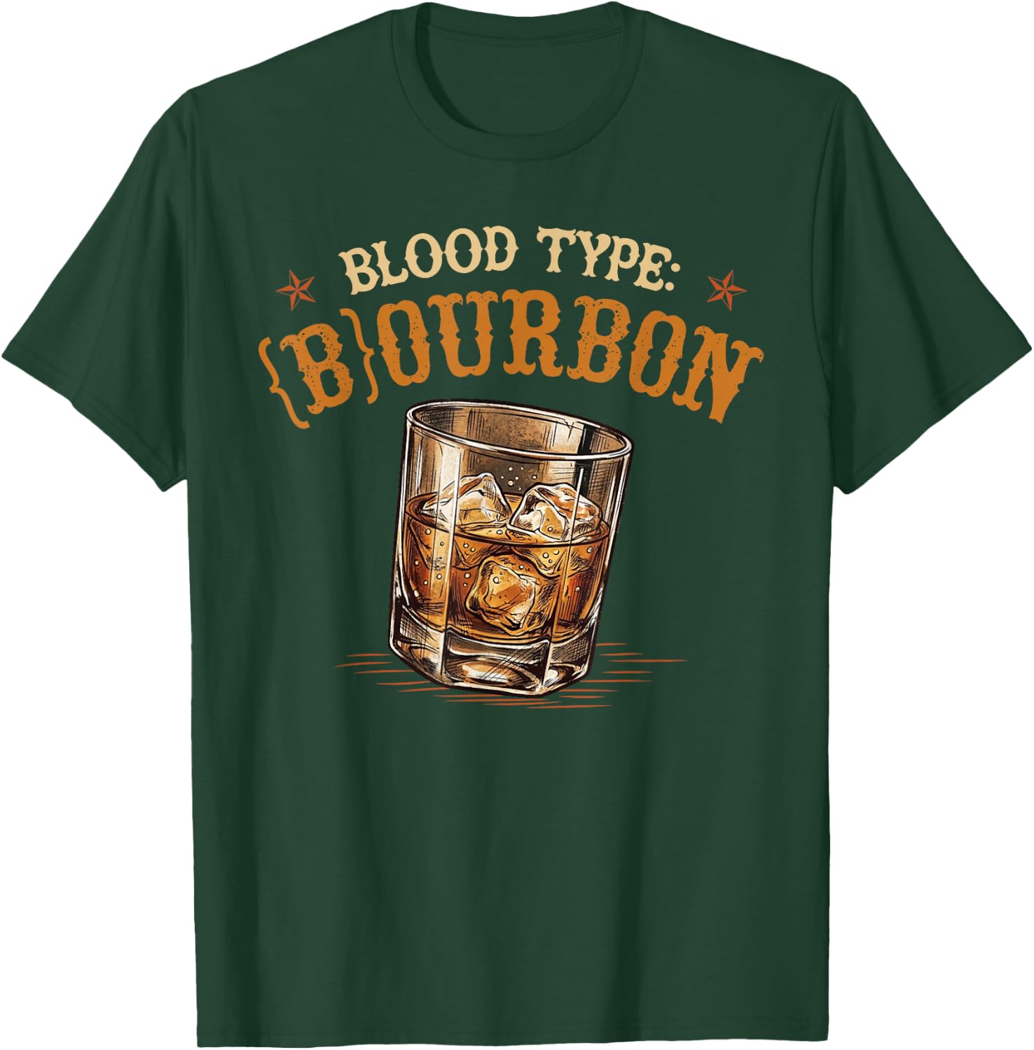 My Blood Type is Bourbon Retro Funny Drinking Joke T-Shirt - T-Shirt | Forest