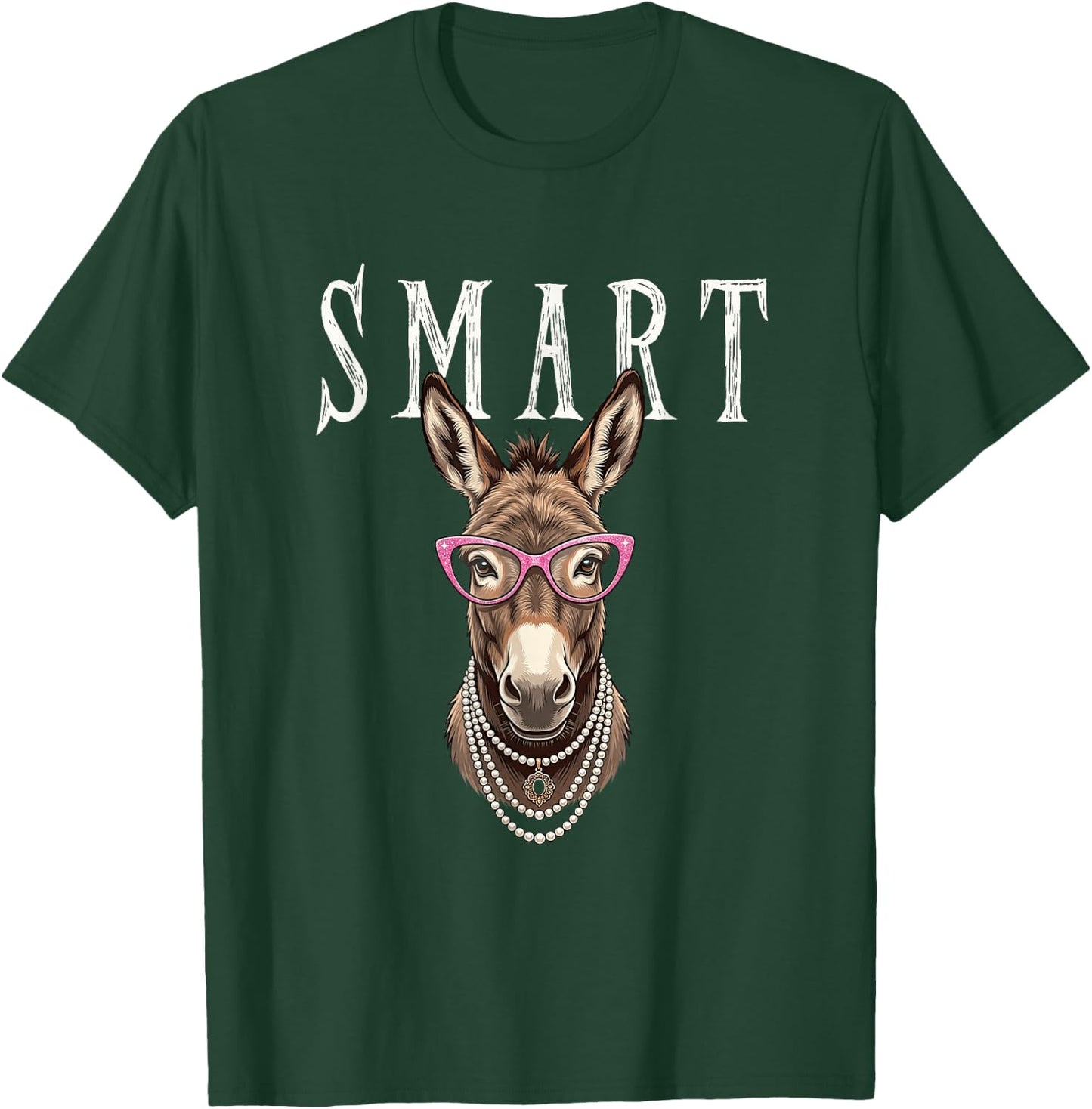 Smart Donkey with Glasses Funny Sayings Smart-Ass-Donkey T-Shirt - T-Shirt | Forest