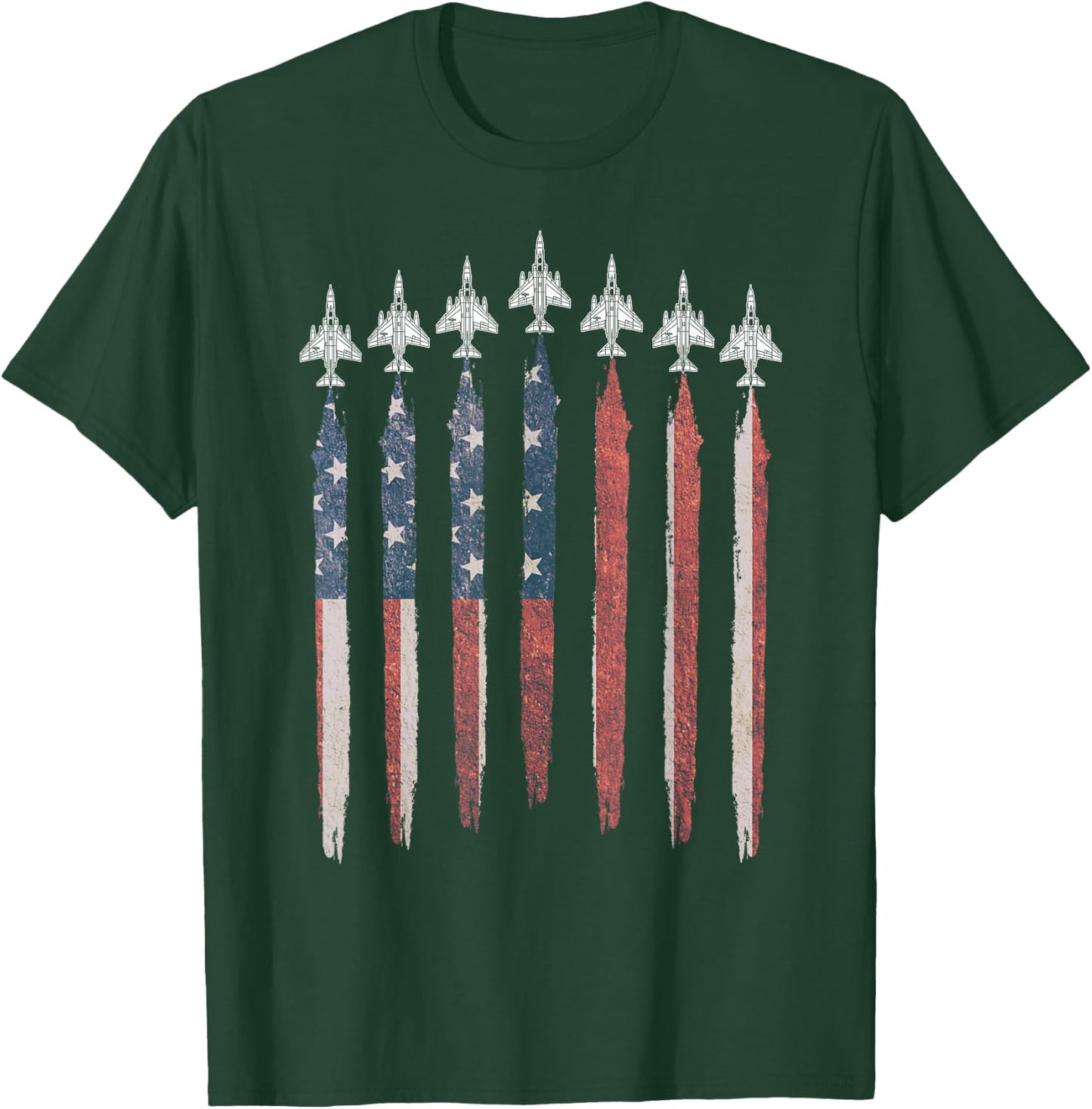 F4 Phantom Fighter Jet USA Flag Airplane F-4 4th of July T-Shirt - T-Shirt | Forest