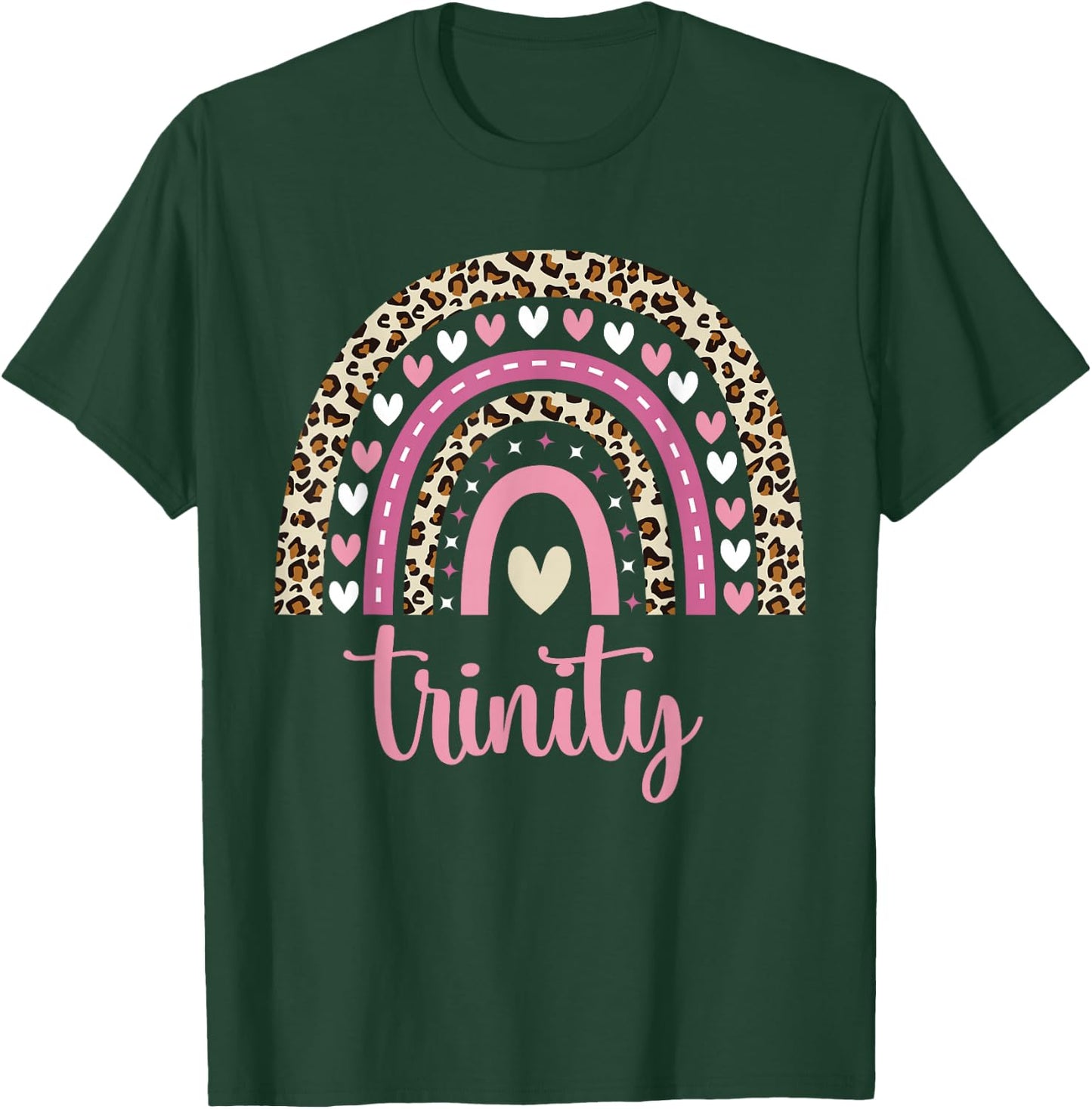Trinity Rainbow Leopard Personalized Trinity Birthday T-Shirt - T-Shirt | Forest