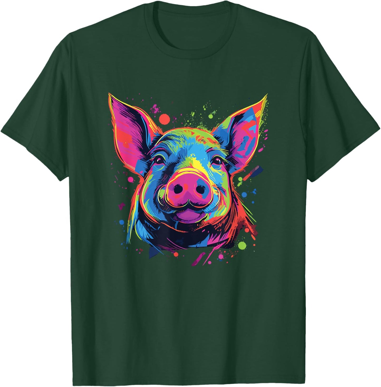 Watercolor Colorful Pig T-Shirt - T-Shirt | Forest