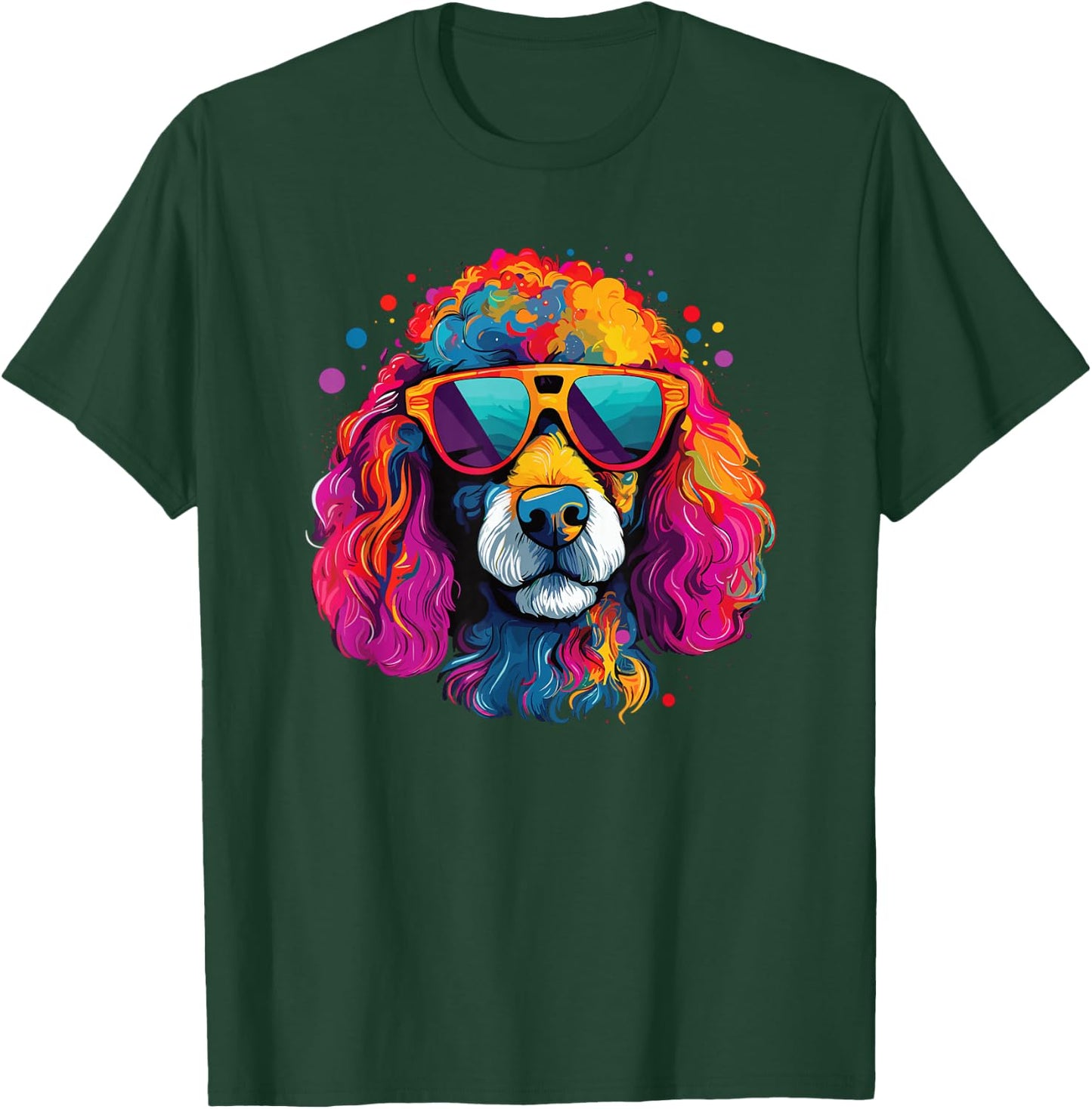 Wasserfarben Farbenfroher Pudel Hunde T-Shirt - T-Shirt | Forest