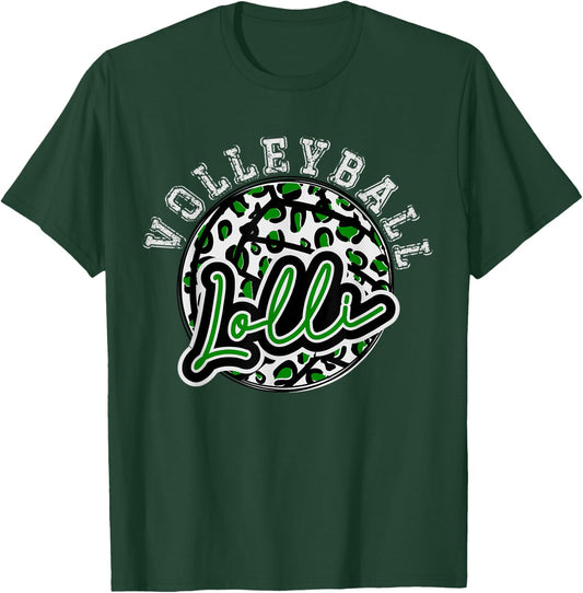 Leopard Cheetah Volleyball Green Lolli Shirt Trendy T-Shirt - T-Shirt | Forest