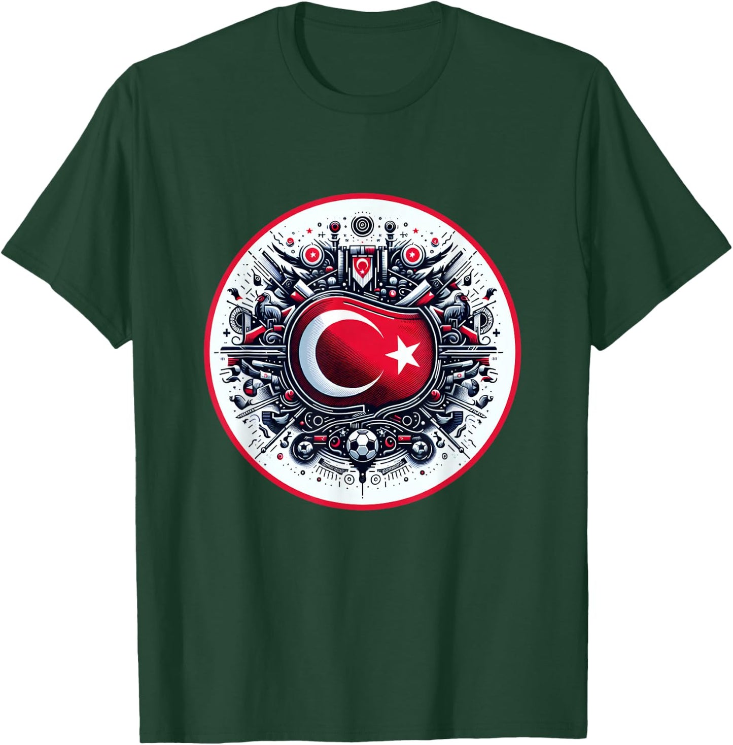 Banner Turkish Flag Turkey Türkiye Retro Art , Black, S T-Shirt - T-Shirt | Forest