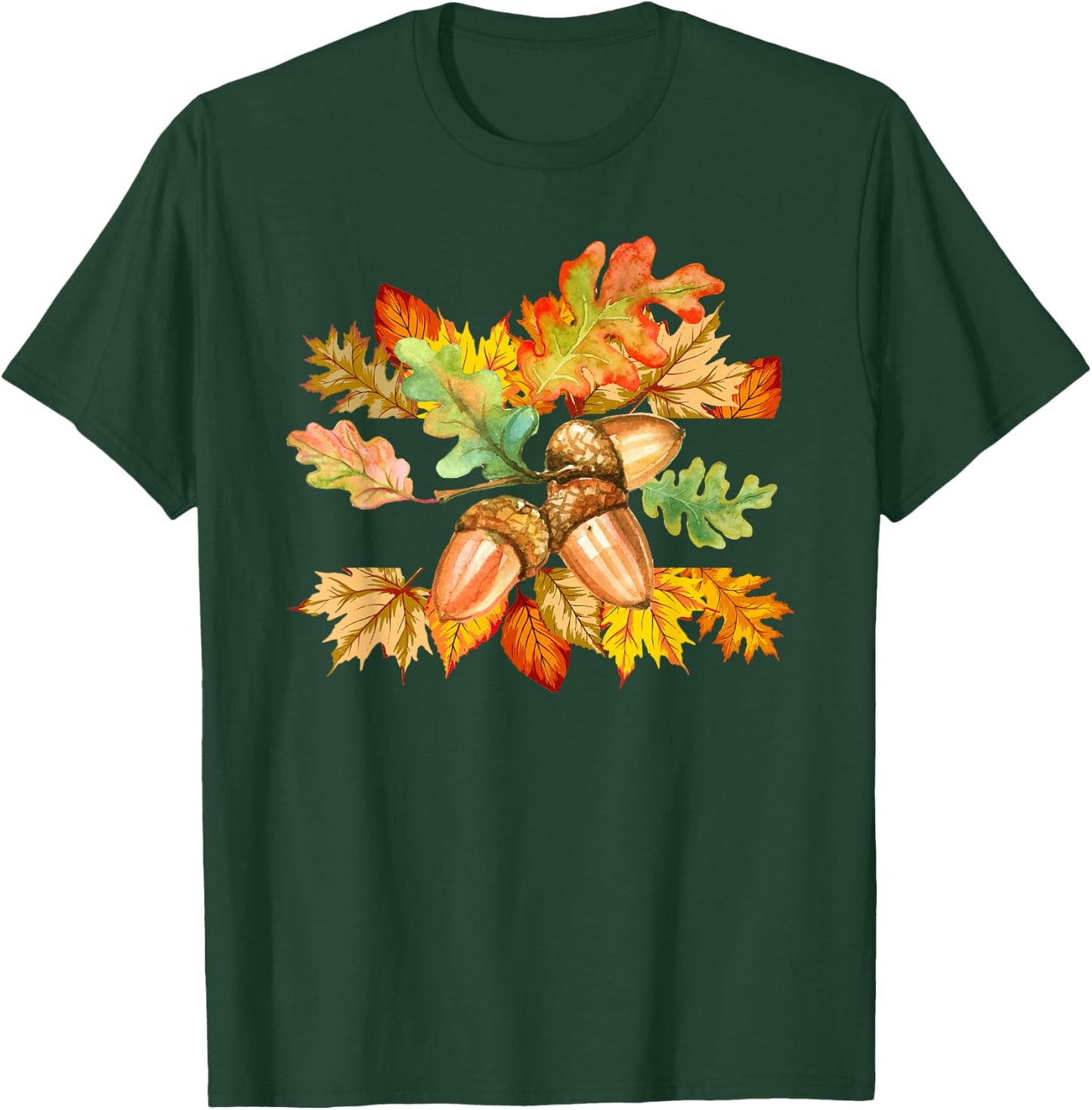 Autumn Leaves and Acorns Fall Season Thanksgiving T-Shirt - T-Shirt | Forest