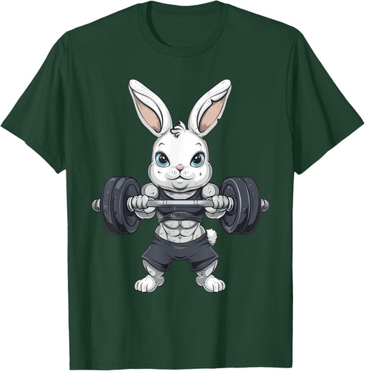 Rabbit Weightlifting Bodybuilding Fitness Rabbit Easter , Black, S T-Shirt - T-Shirt | Forest
