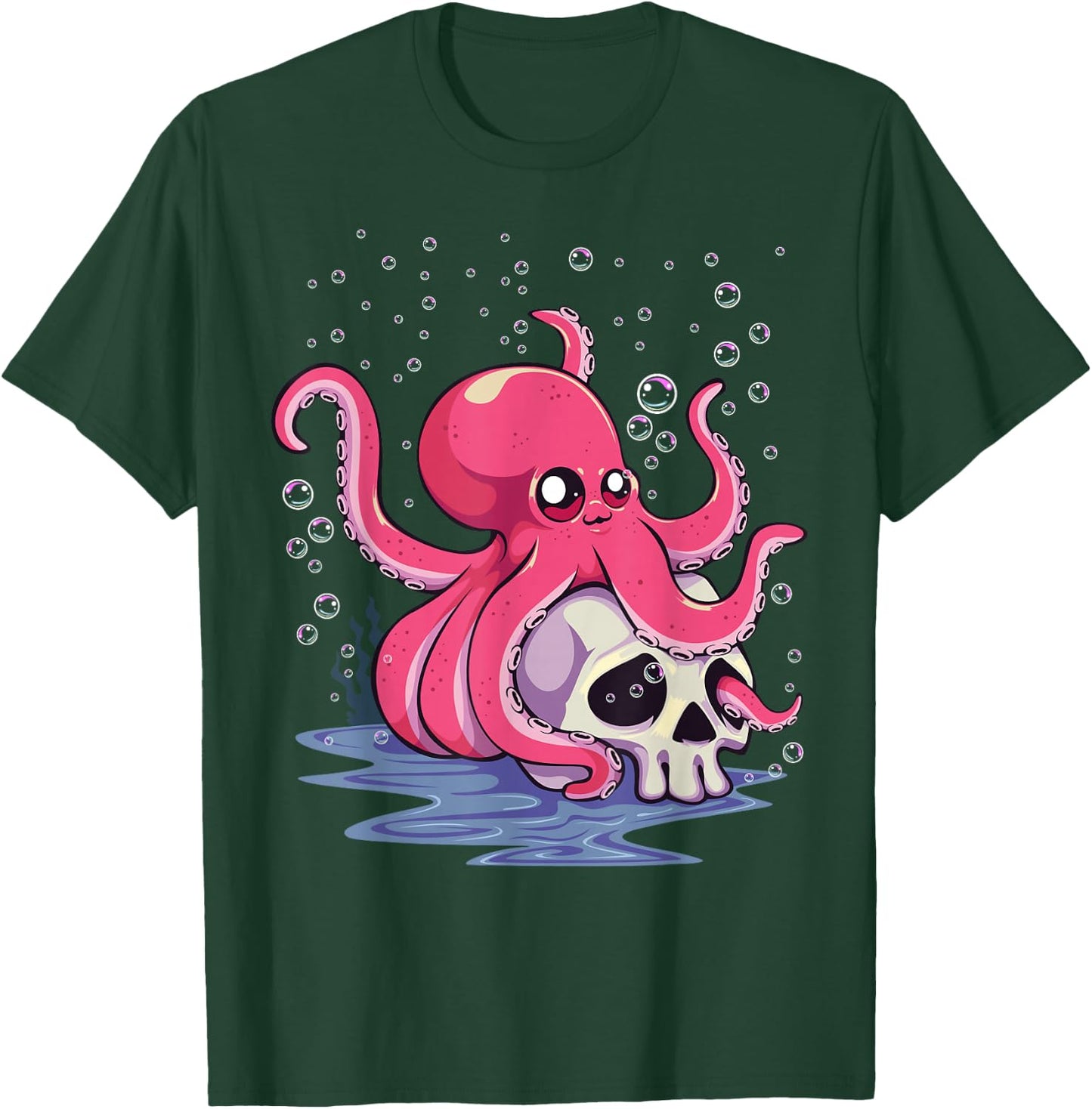 Pastel Goth Kawaii Aesthetics Anime Cute Octopus T-Shirt - T-Shirt | Forest