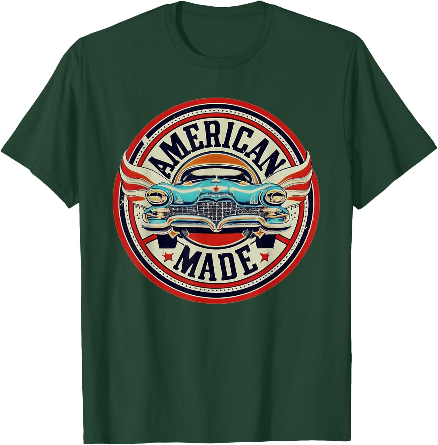 Retro Vintage Petrol Station American Made Engine Oil Car Garage T-Shirt - T-Shirt | Forest