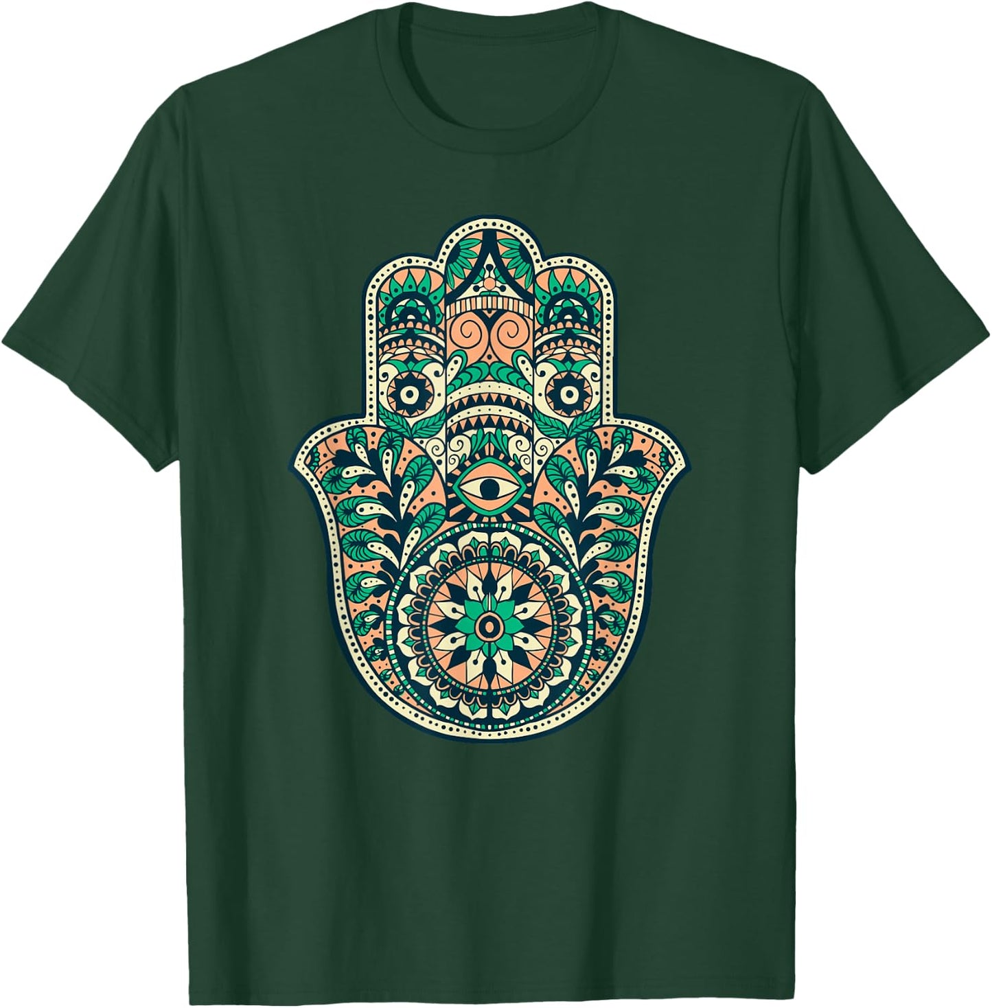 Hamsa Hand Of Fatima Oriental Islamic Symbol Yoga T-Shirt - T-Shirt | Forest