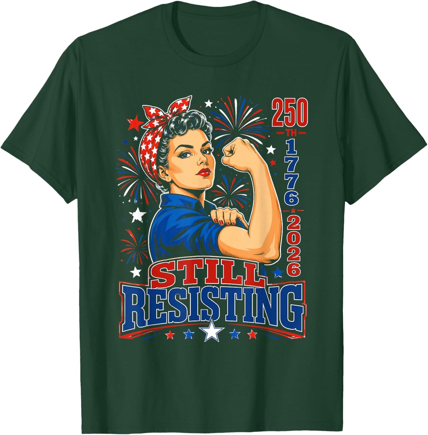 Vintage Americana Rosie the Riveter USA 250th T-Shirt - T-Shirt | Forest