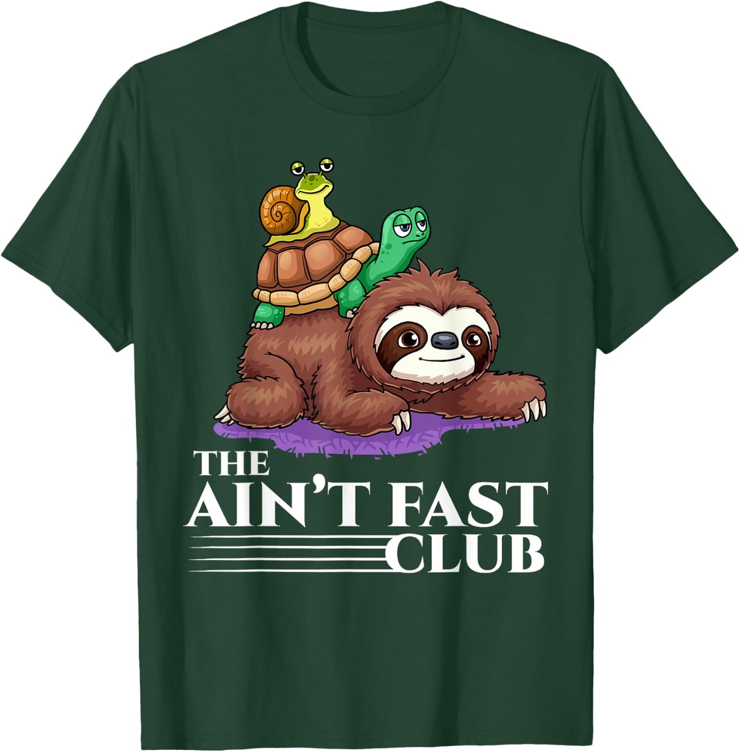 The Ain't Fast Club Funny Sloth Turtle Slow Running Animals T-Shirt - T-Shirt | Forest