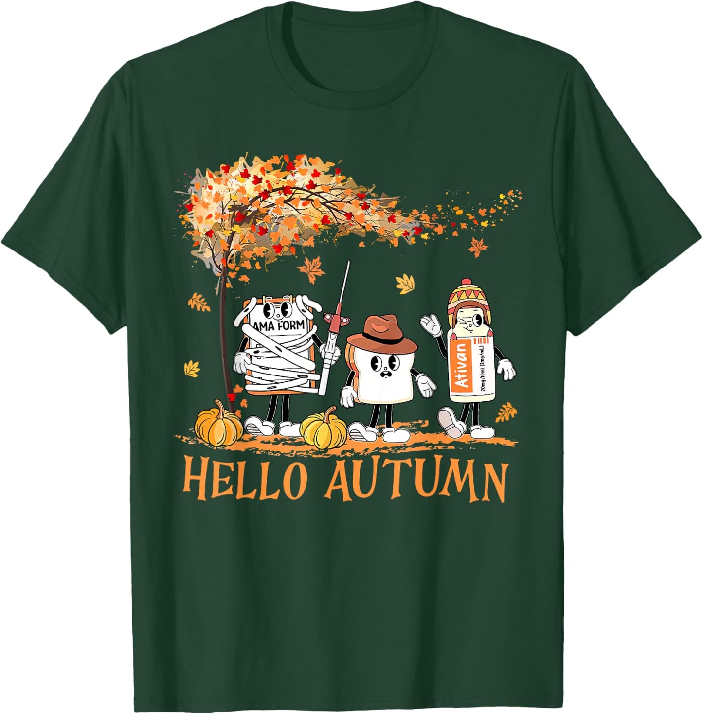 Hello Autumn Emergency Room ER Nurse Thanksgiving Fall Vibes T-Shirt - T-Shirt | Forest