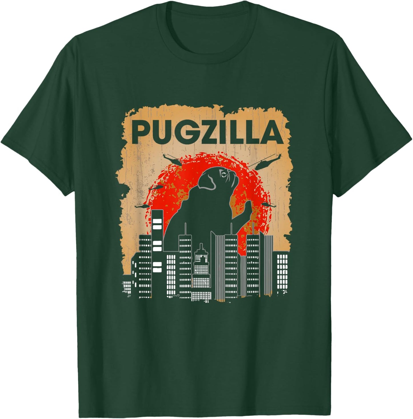 Funny Pugzilla Cute Dog Breed Pun Pug T-Shirt - T-Shirt | Forest