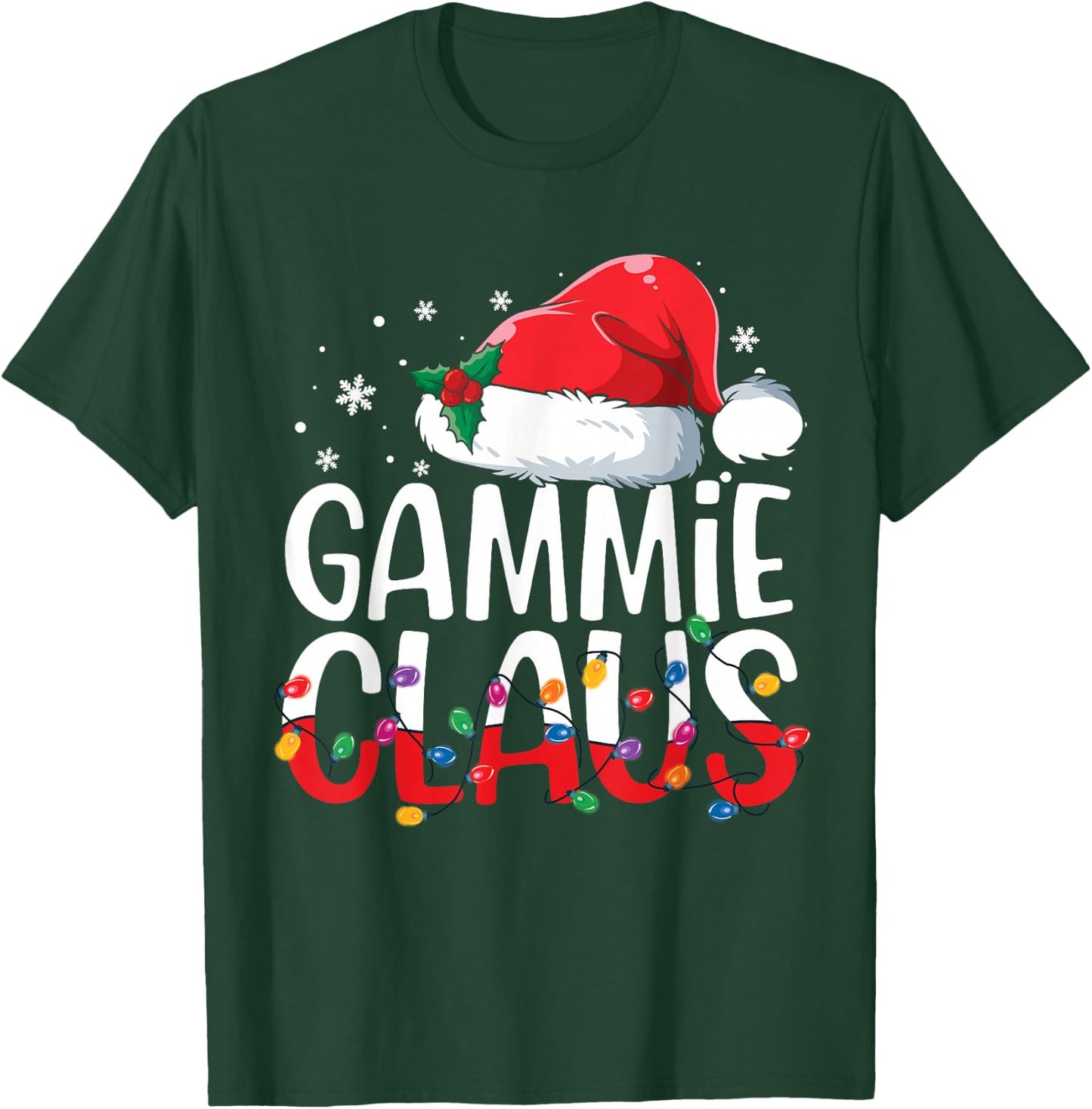 Gammie Claus Family Matching Christmas Pajamas Santa Hat T-Shirt - T-Shirt | Forest