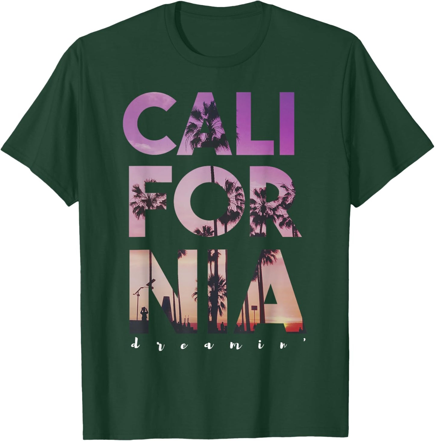California Dreaming Beach Palm Tree Summer Vacation Surfing T-Shirt - T-Shirt | Forest