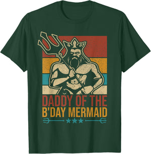 Daddy Of The Birthday Mermaid Party Outfit Vintage Merman T-Shirt - T-Shirt | Forest