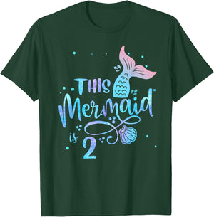 This Mermaid Is 2 Years Old 2nd Birthday Mermaid Girl T-Shirt - T-Shirt | Forest
