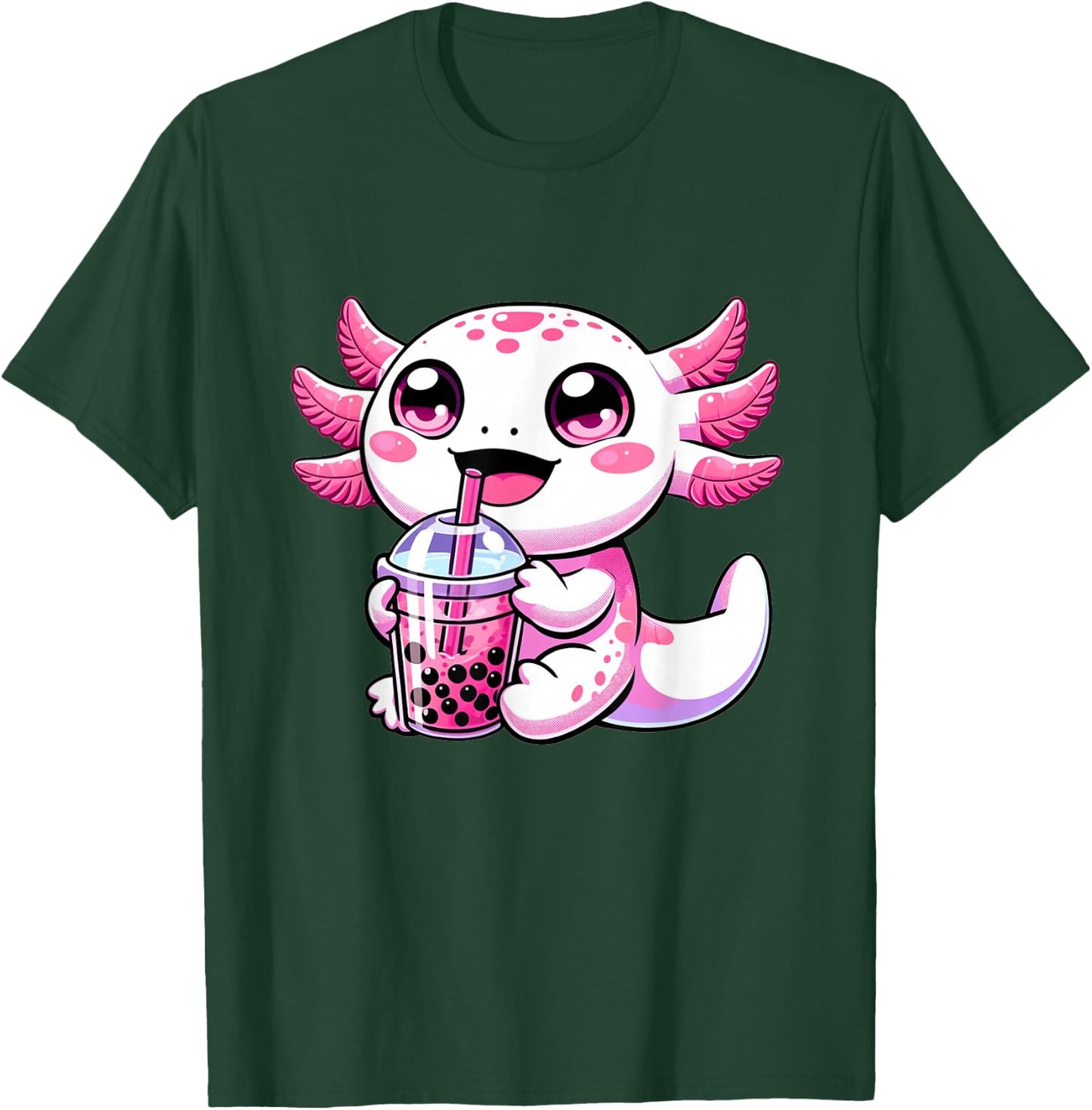 Kawaii Axolotl Boba Tea Anime Bubble Tea Axolotl T-Shirt - T-Shirt | Forest