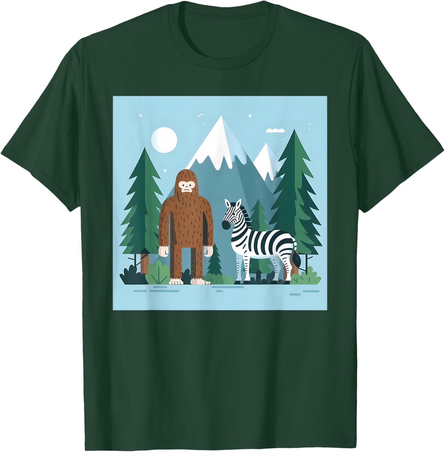 Bigfoot And Zebra Sasquatch T-Shirt - T-Shirt | Forest